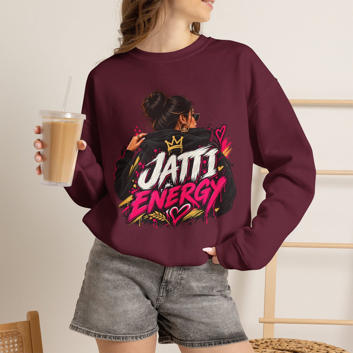 Jatti Energy Punjabi Graphic Crewneck Sweatshirt