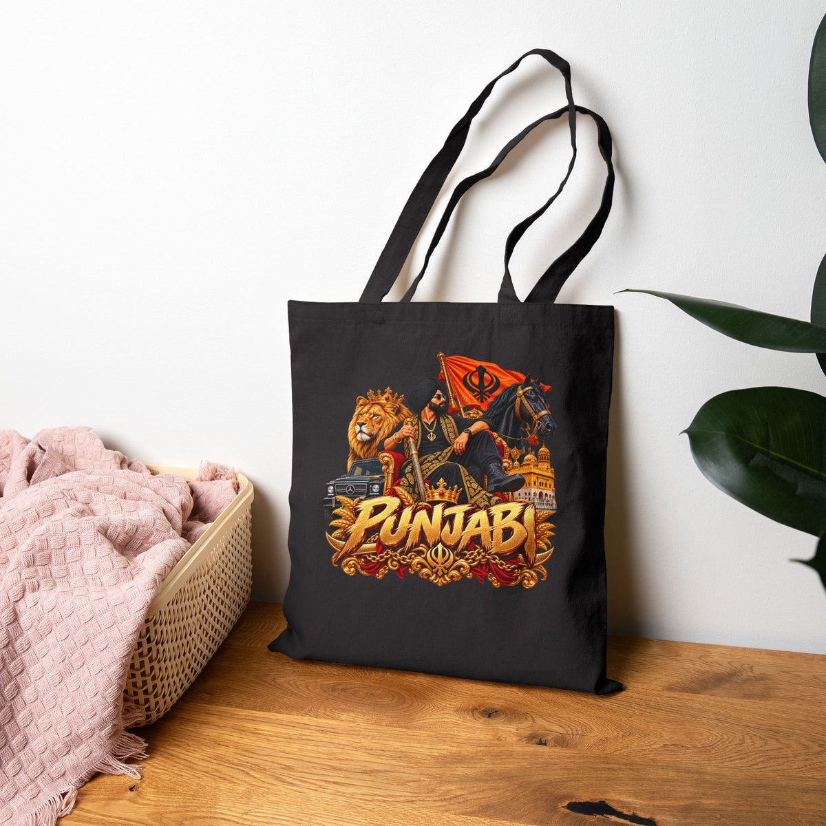 Punjabi Warrior Canvas Tote Bag – Sikhi Khanda Flag Design