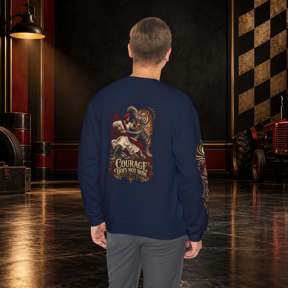 Nidar Courage Does Not Bow Graphic Sweatshirt