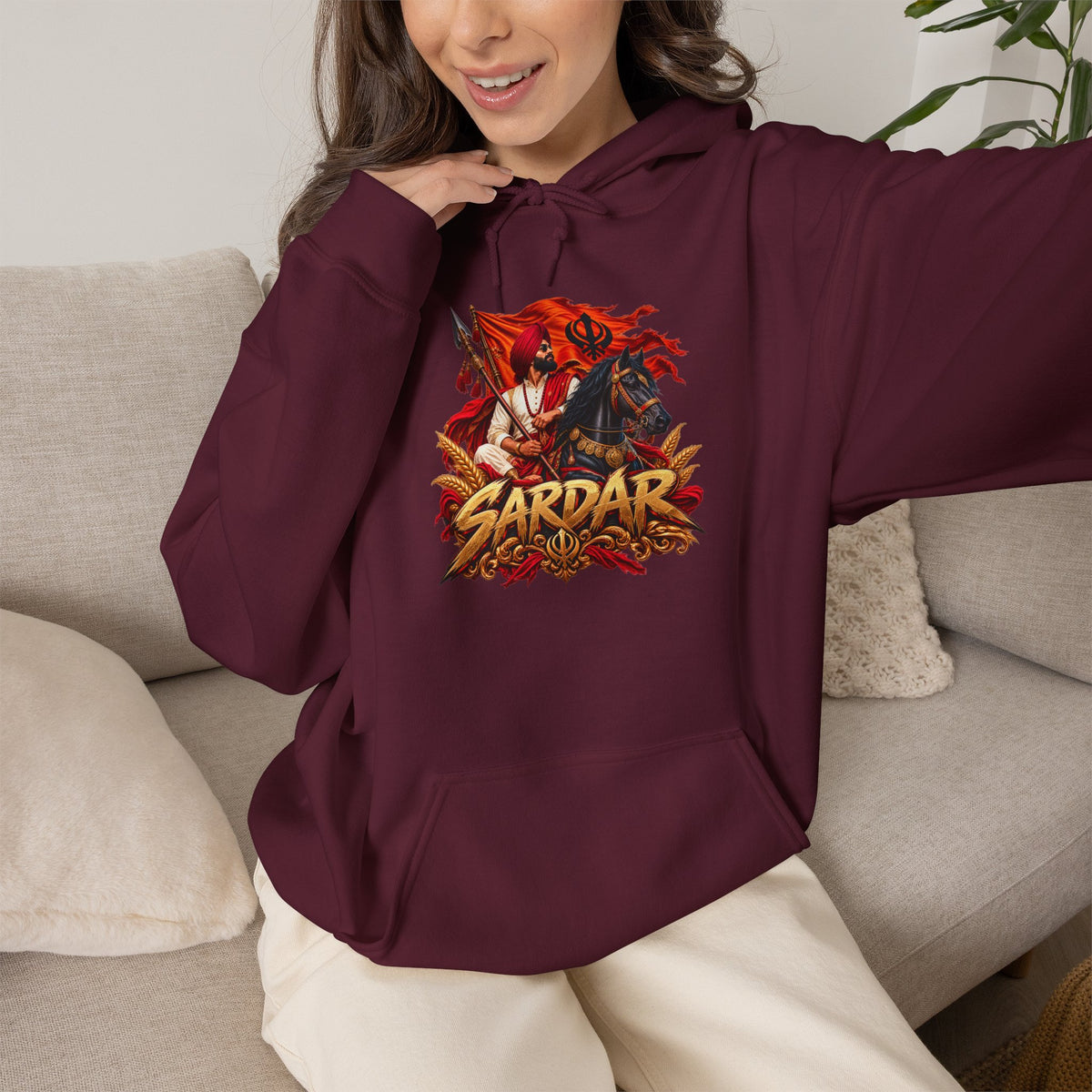 Sardar Retro Fighter Graphic Hoodie | Punjabi Heritage Pullover