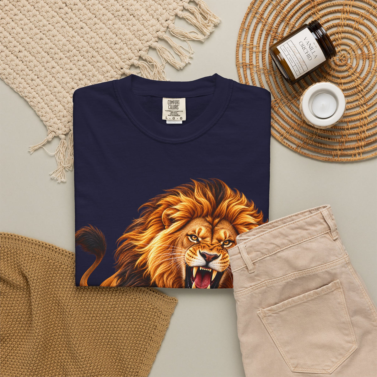 Roaring Lion Graphic T-Shirt — Bold Vintage Animal Tee
