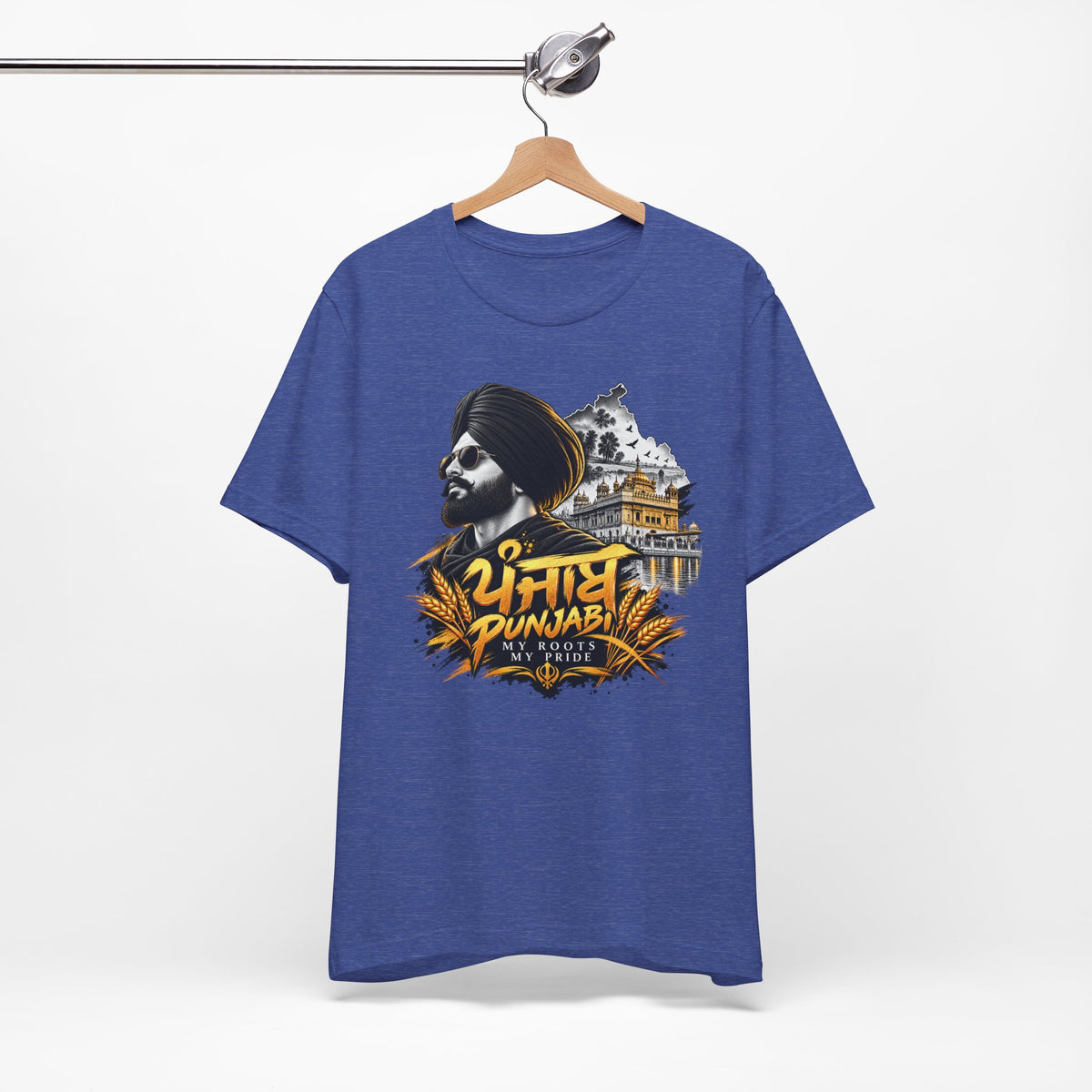 Punjabi Pride T-Shirt — Punjabi Roots Graphic Tee featuring Golden Akal Takht & Turban Portrait