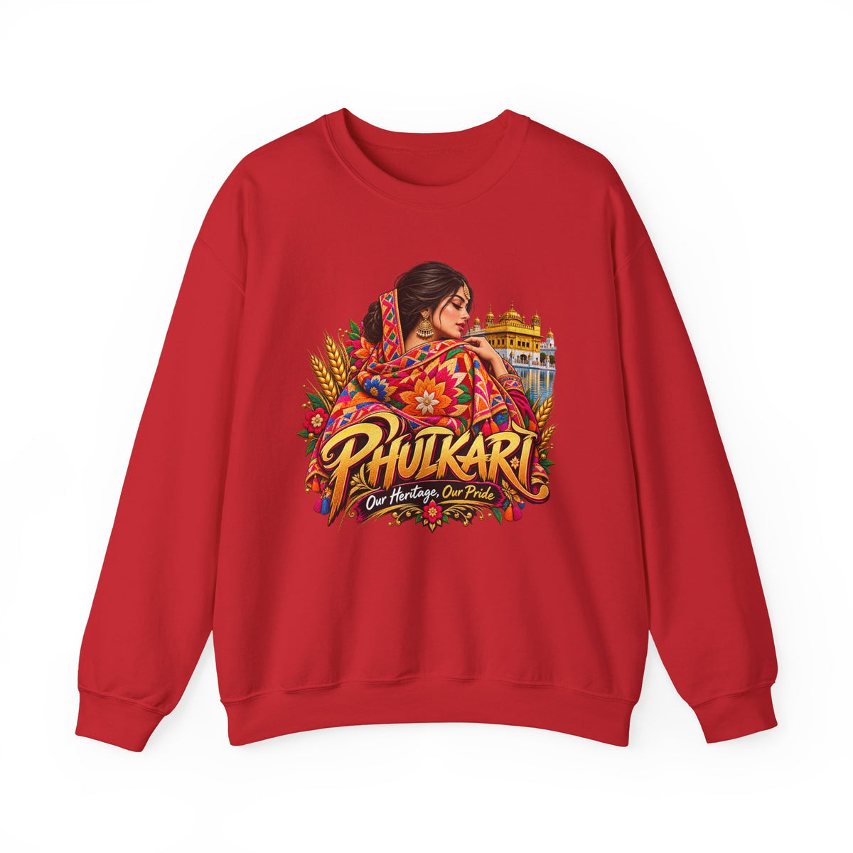 Phulkari-Inspired Floral Crewneck Sweatshirt | Punjabi Art