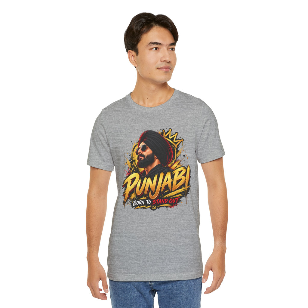 Punjabi Born to Stand Out Graphic T-Shirt | Turban Portrait Tee