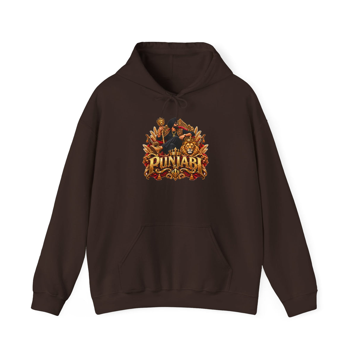 Punjabi Pride Hoodie - Bold Gold Floral Typography Sweatshirt