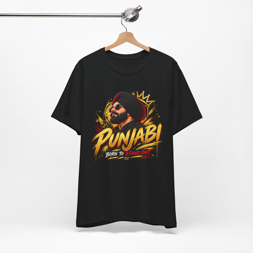 Punjabi Born to Stand Out Graphic T-Shirt | Turban Portrait Tee