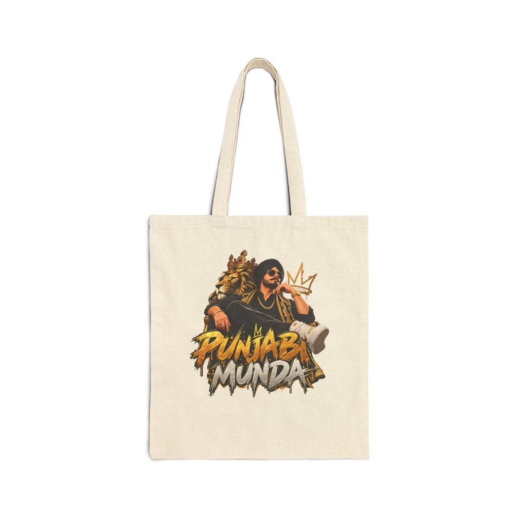 Additional view of Punjabi Munda Graphic Cotton Canvas Tote Bag (2)
