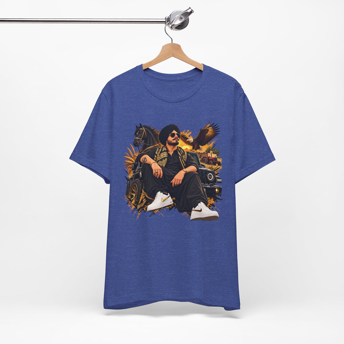 Western Rider Graphic T-Shirt | Horse, Eagle & Vintage Car