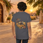 Vintage Folk Art Tractor & Drum Graphic T-Shirt