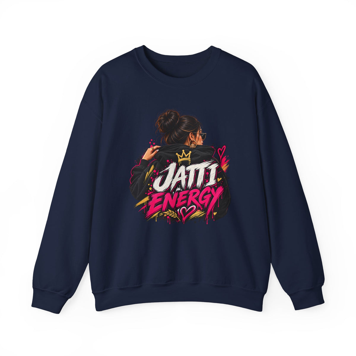 Crewneck Sweatshirt – "Jatti Energy" Bold Graffiti Punjabi Pride Design — product image 5