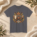 Vintage Folk Art Tractor & Drum Graphic T-Shirt