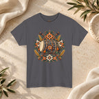 Vintage Folk Art Tractor & Drum Graphic T-Shirt