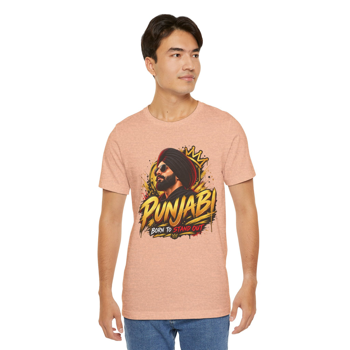 Punjabi Born to Stand Out Graphic T-Shirt | Turban Portrait Tee