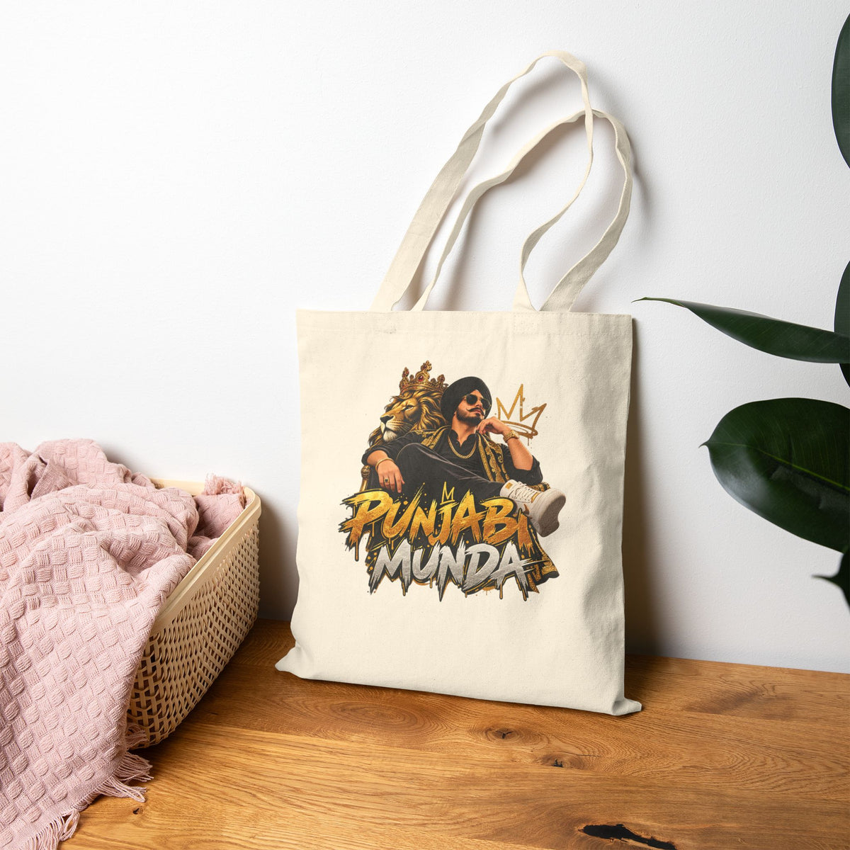 Punjabi Munda Graphic Cotton Canvas Tote Bag