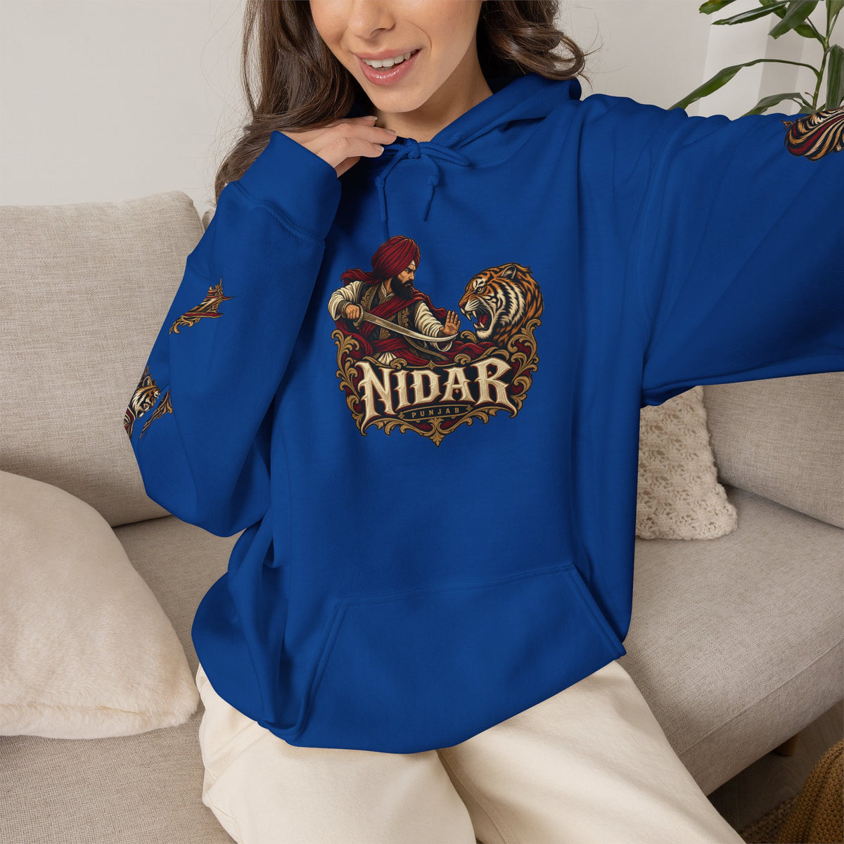 NIDAR Tiger and Bear Graphic Hoodie