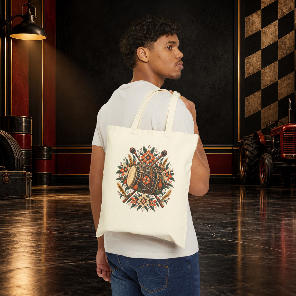 Bohemian Floral Mandala Canvas Tote Bag