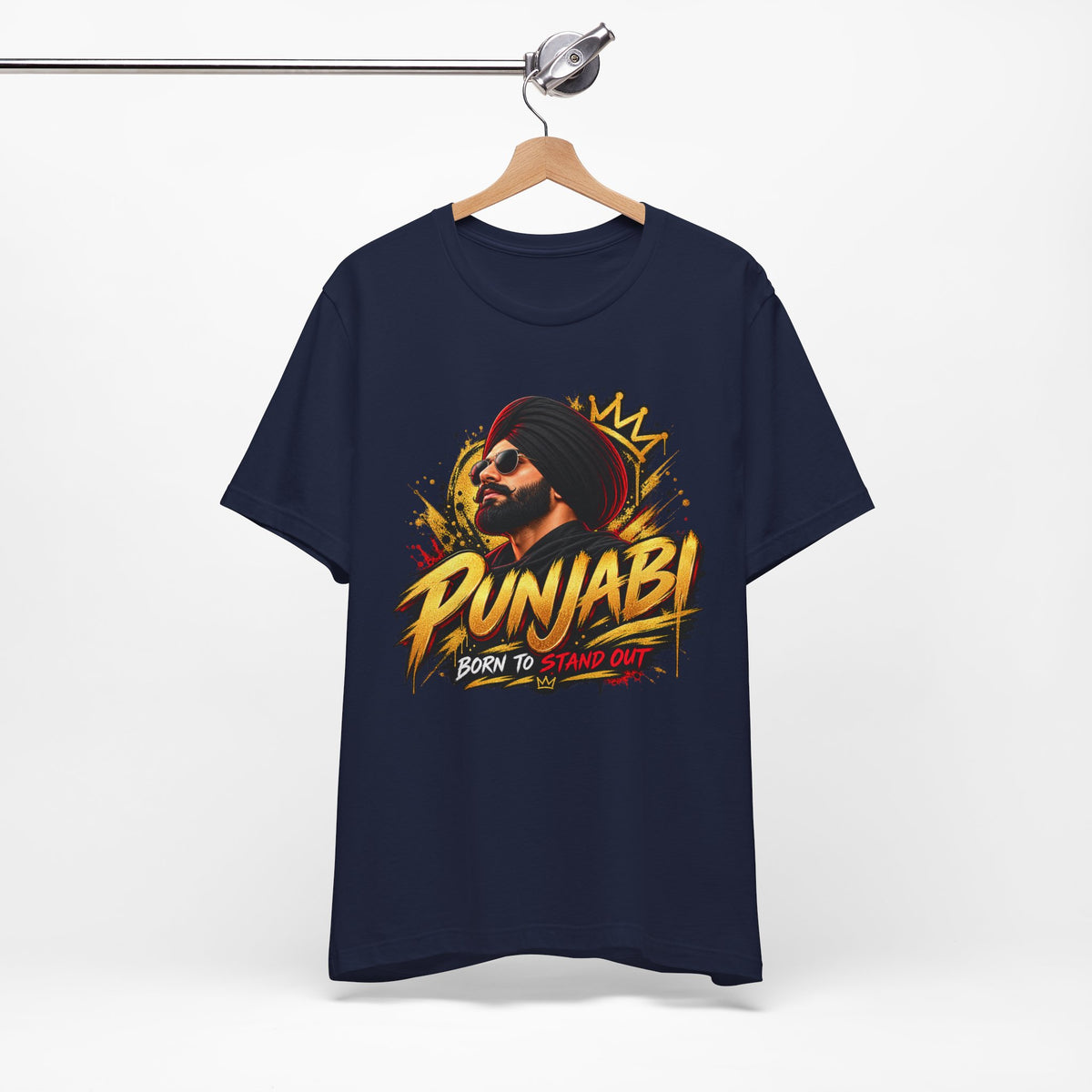 Punjabi Born to Stand Out Graphic T-Shirt | Turban Portrait Tee