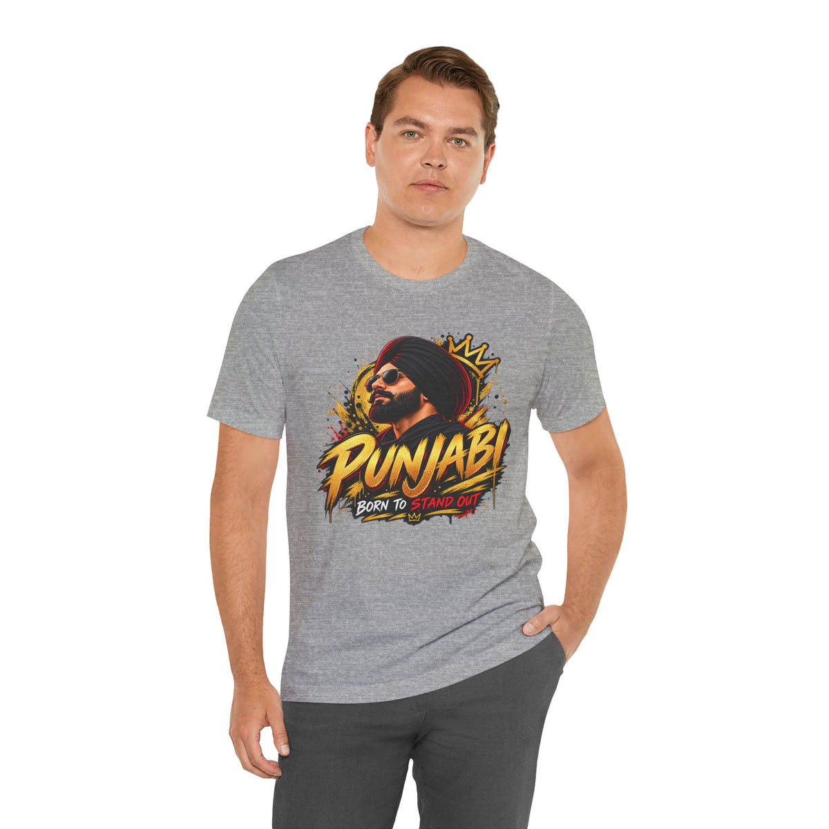 Punjabi Born to Stand Out Graphic T-Shirt | Turban Portrait Tee