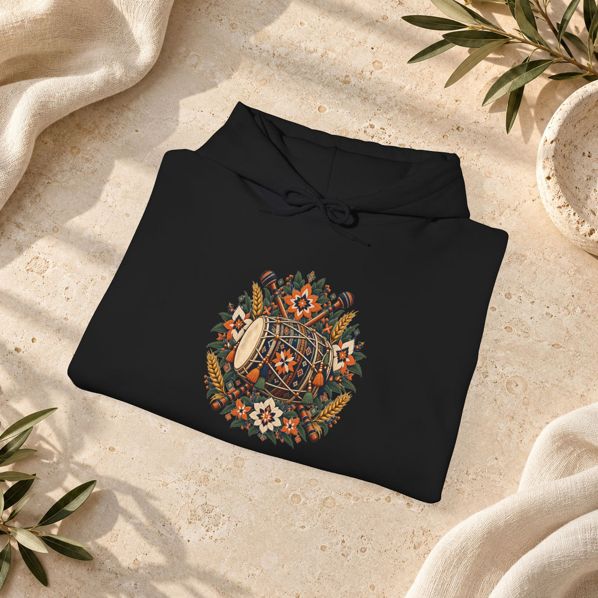 Bohemian Folk Art Drum Hoodie