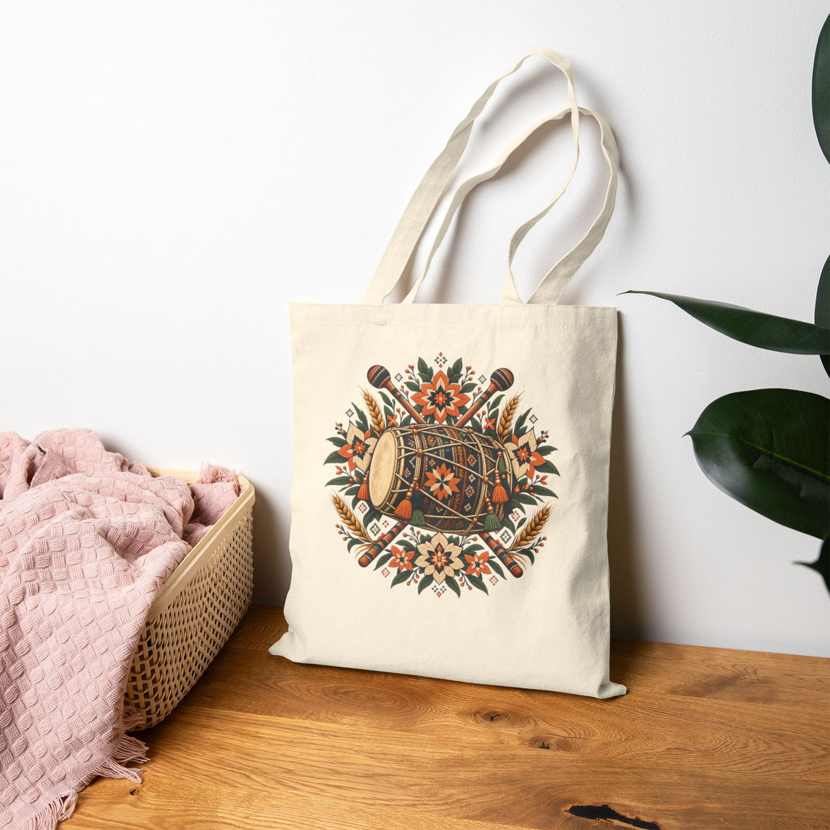 Bohemian Floral Mandala Canvas Tote Bag