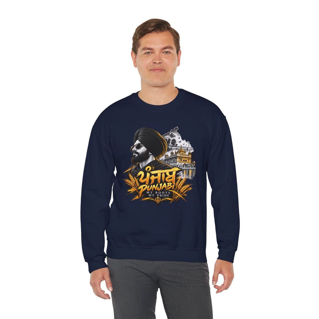 Punjabi Pride Crewneck Sweatshirt — Turban Sikh Heritage Graphic