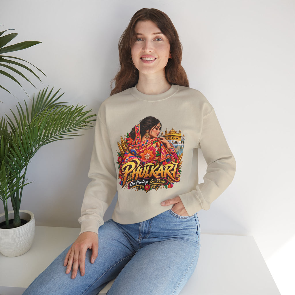 Phulkari-Inspired Floral Crewneck Sweatshirt | Punjabi Art