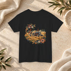 Vintage Folk Art Tractor & Drum Graphic T-Shirt