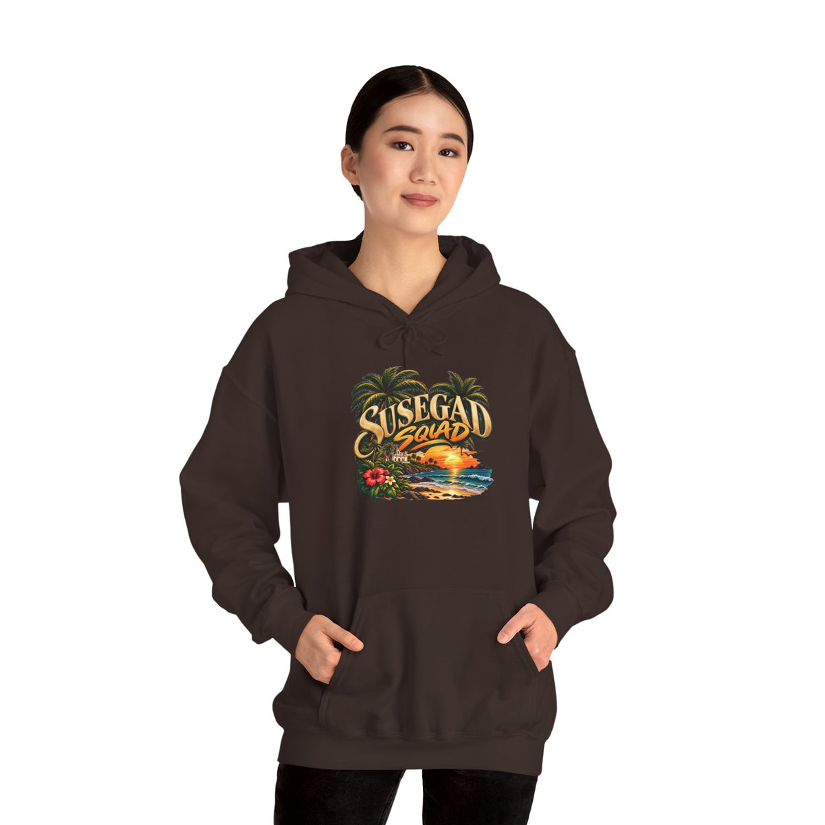 Susegad Squad Hoodie | Tropical Goan Sunset Graphic