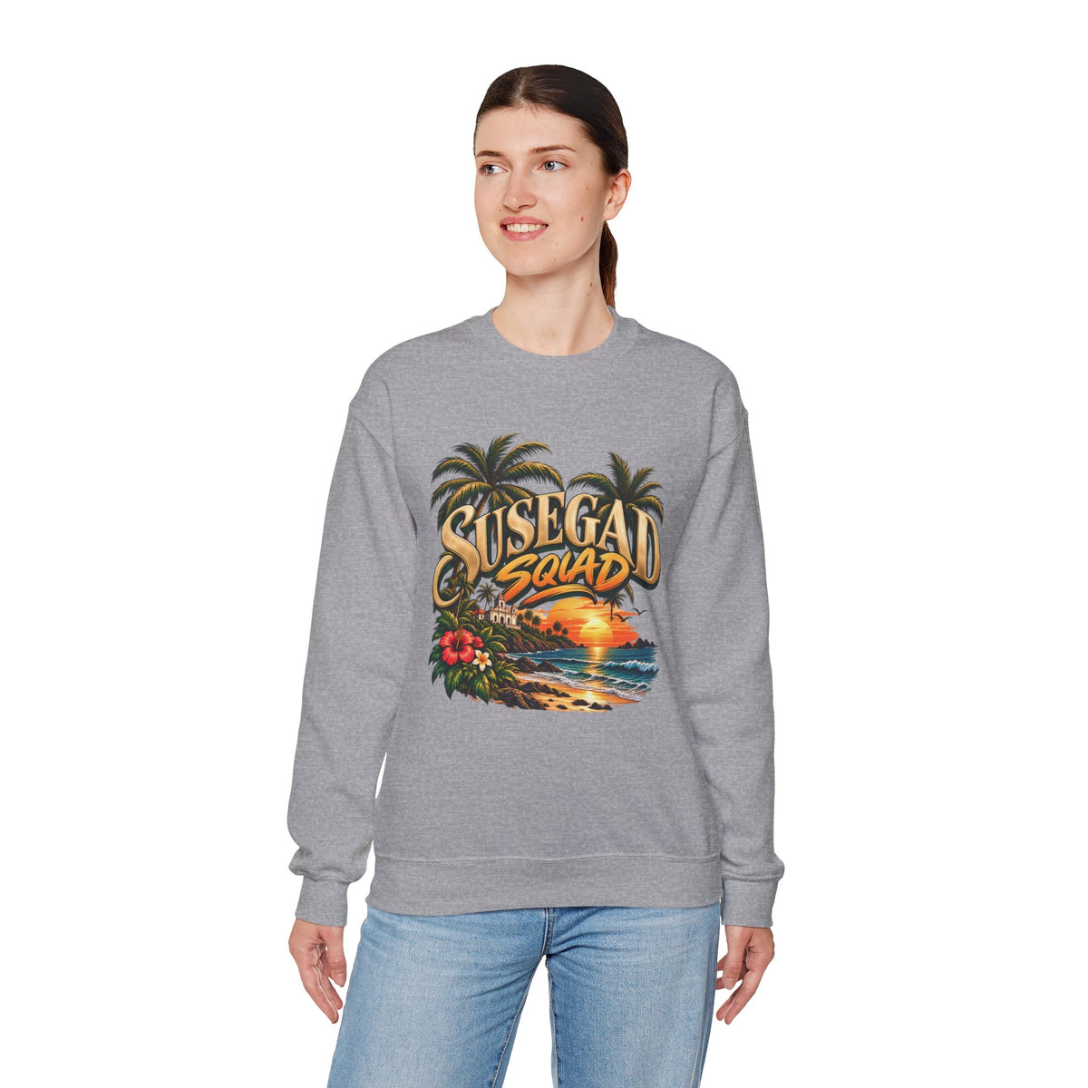 Susegad Squad Tropical Sunset Crewneck Sweatshirt