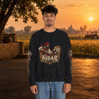 Nidar Courage Does Not Bow Warrior Tiger Crewneck Sweatshirt