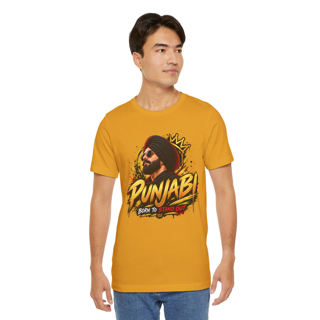 Punjabi Born to Stand Out Graphic T-Shirt | Turban Portrait Tee