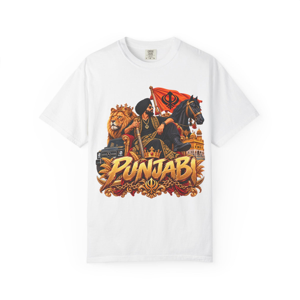 Additional view of Punjabi Pride T-Shirt — Bold Nihang Warrior Design (2)