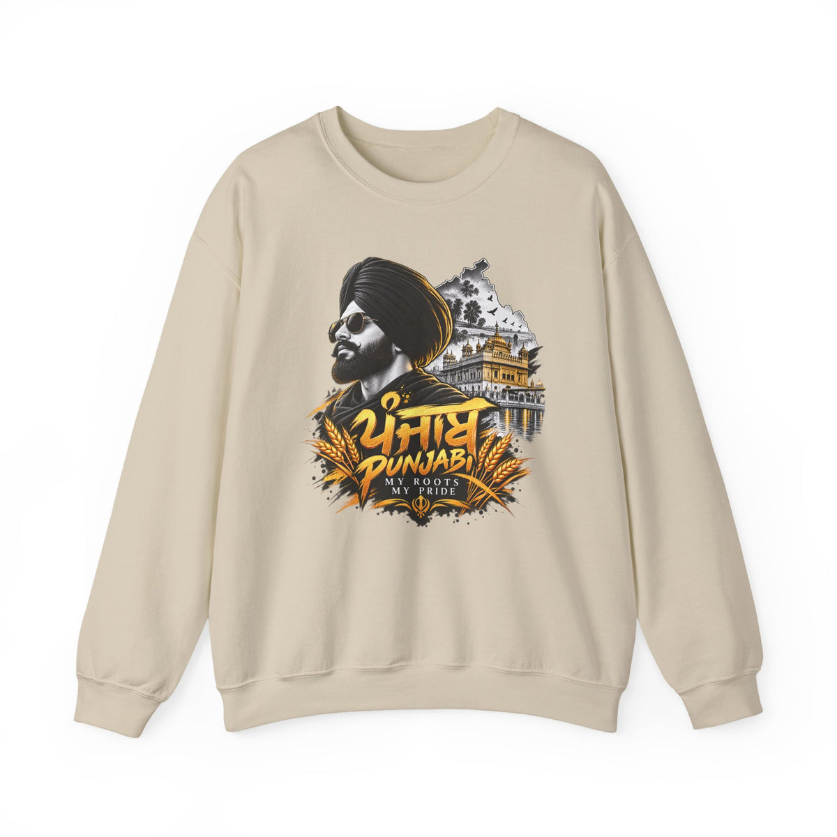 Additional view of Punjabi Pride Crewneck Sweatshirt — Turban Sikh Heritage Graphic (3)