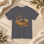 Vintage Folk Art Tractor & Drum Graphic T-Shirt