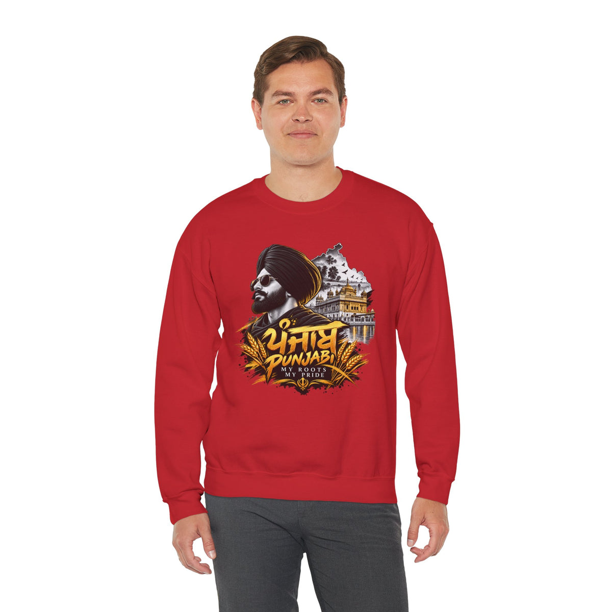 Punjabi Pride Crewneck Sweatshirt — Turban Sikh Heritage Graphic