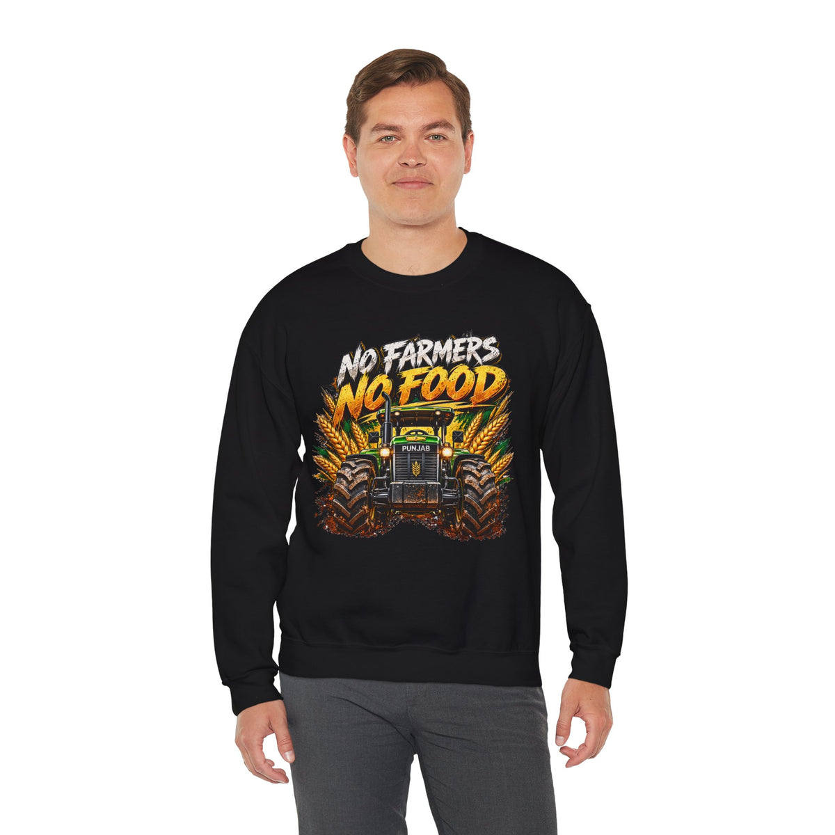 Farmer Pride Crewneck Sweatshirt – "No Farmers No Food" Tractor Graphic