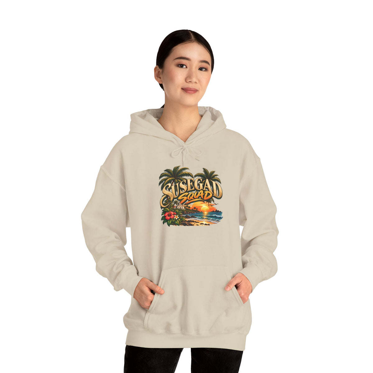 Susegad Squad Hoodie | Tropical Goan Sunset Graphic