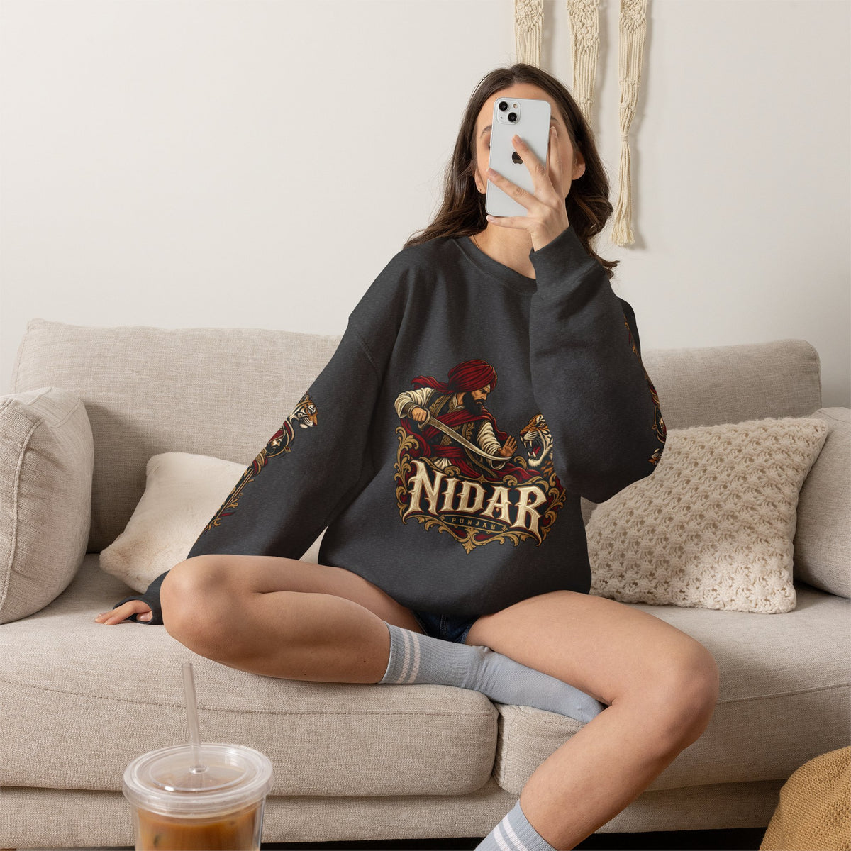 Nidar Courage Does Not Bow Graphic Sweatshirt
