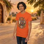 Vintage Folk Art Tractor & Drum Graphic T-Shirt