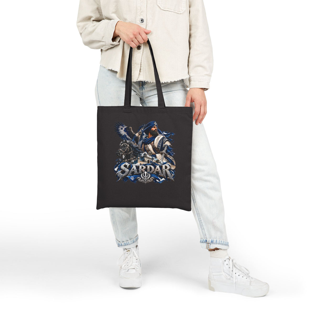 Sardar Warrior Canvas Tote Bag — Bold Turbaned Hero Design