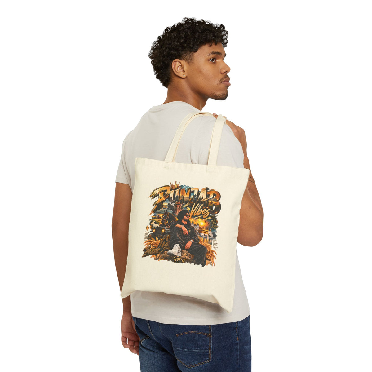 Summer Vibes Graphic Cotton Canvas Tote Bag