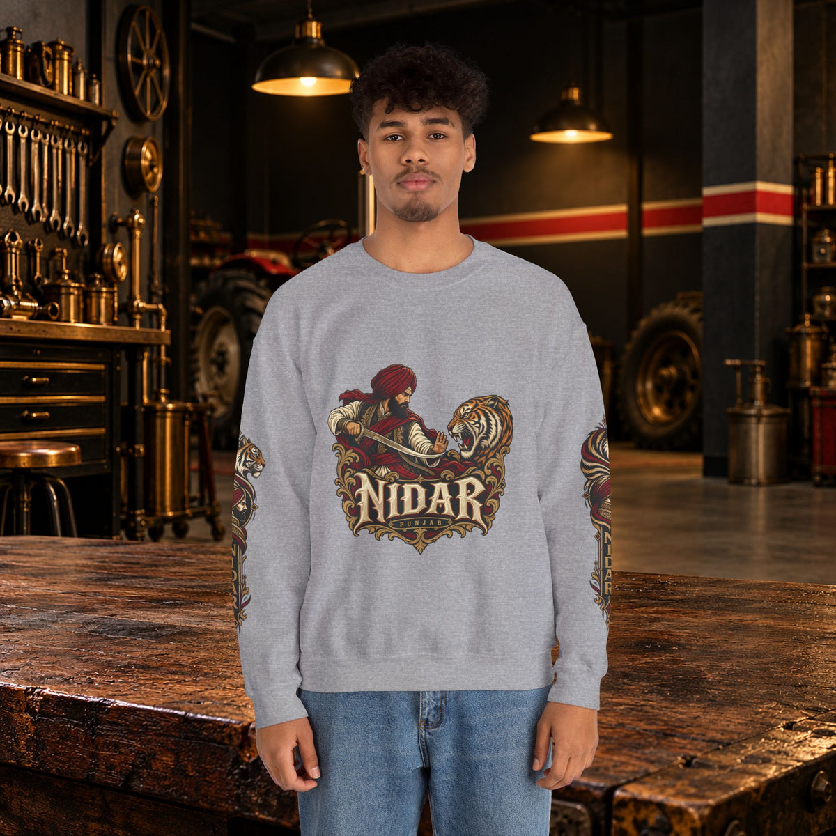 Nidar Courage Does Not Bow Graphic Sweatshirt