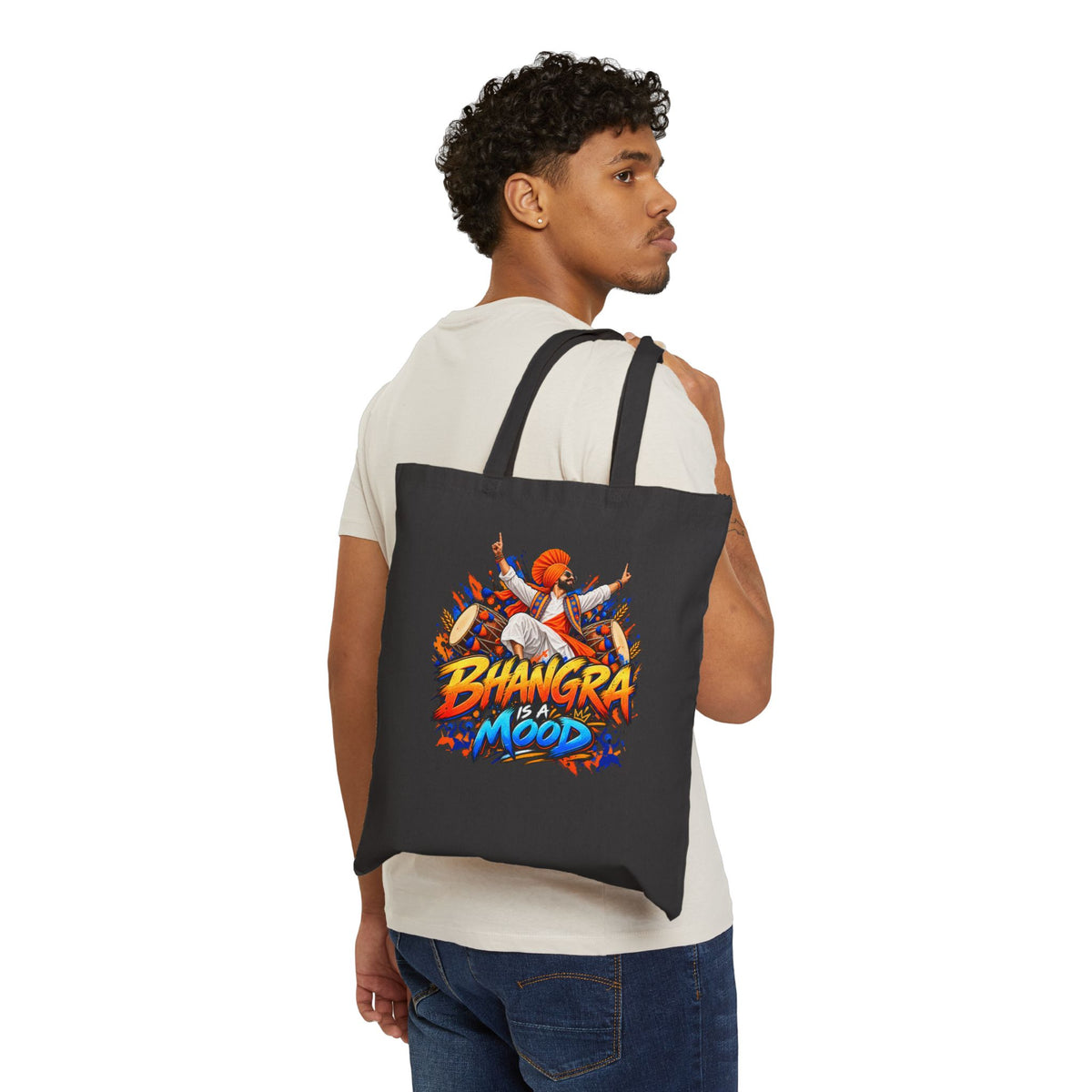 Bhangra Is A Mood Tote Bag – Indian Dance Cotton Canvas Shopper — product image 5