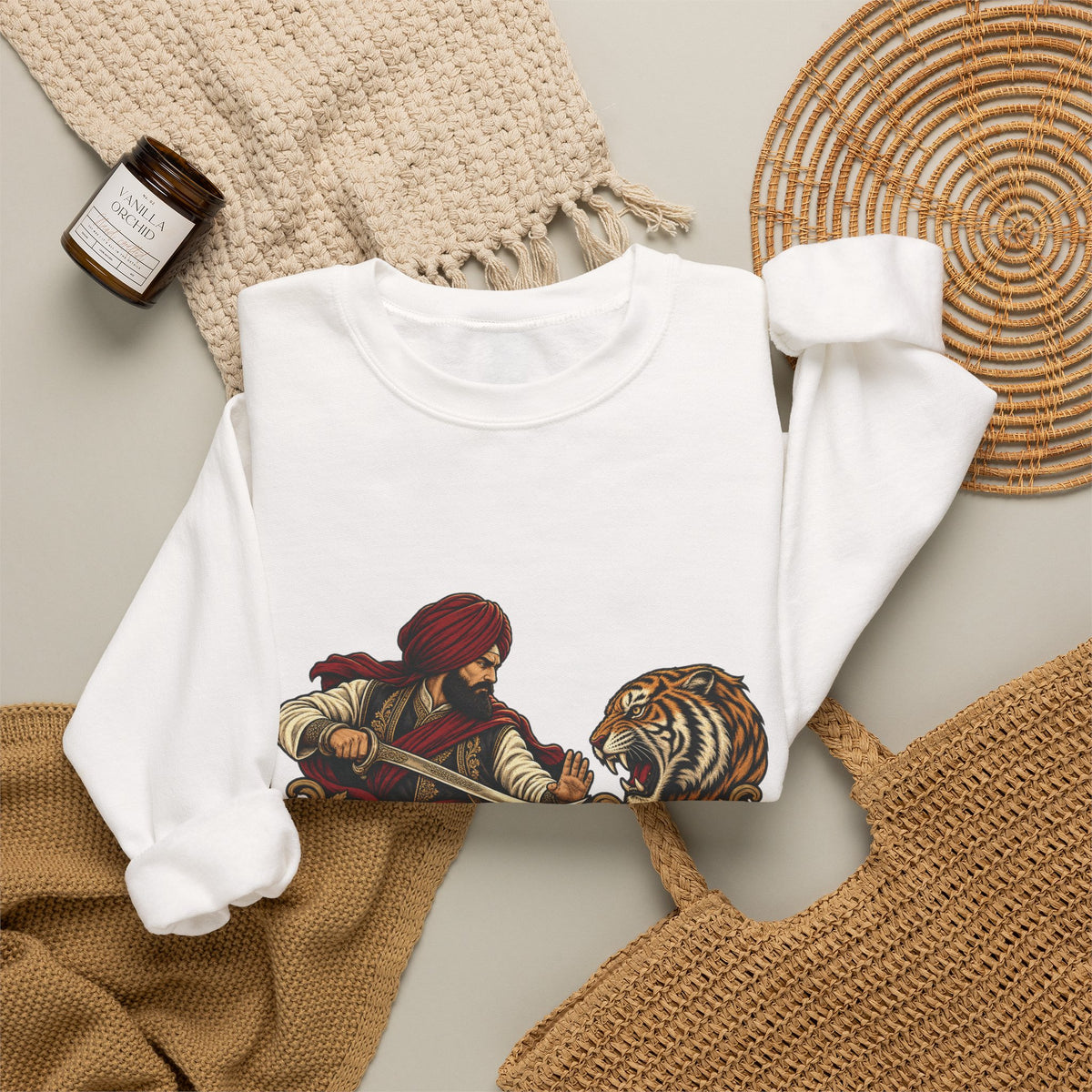 Nidar Warrior and Tiger Graphic Sweatshirt