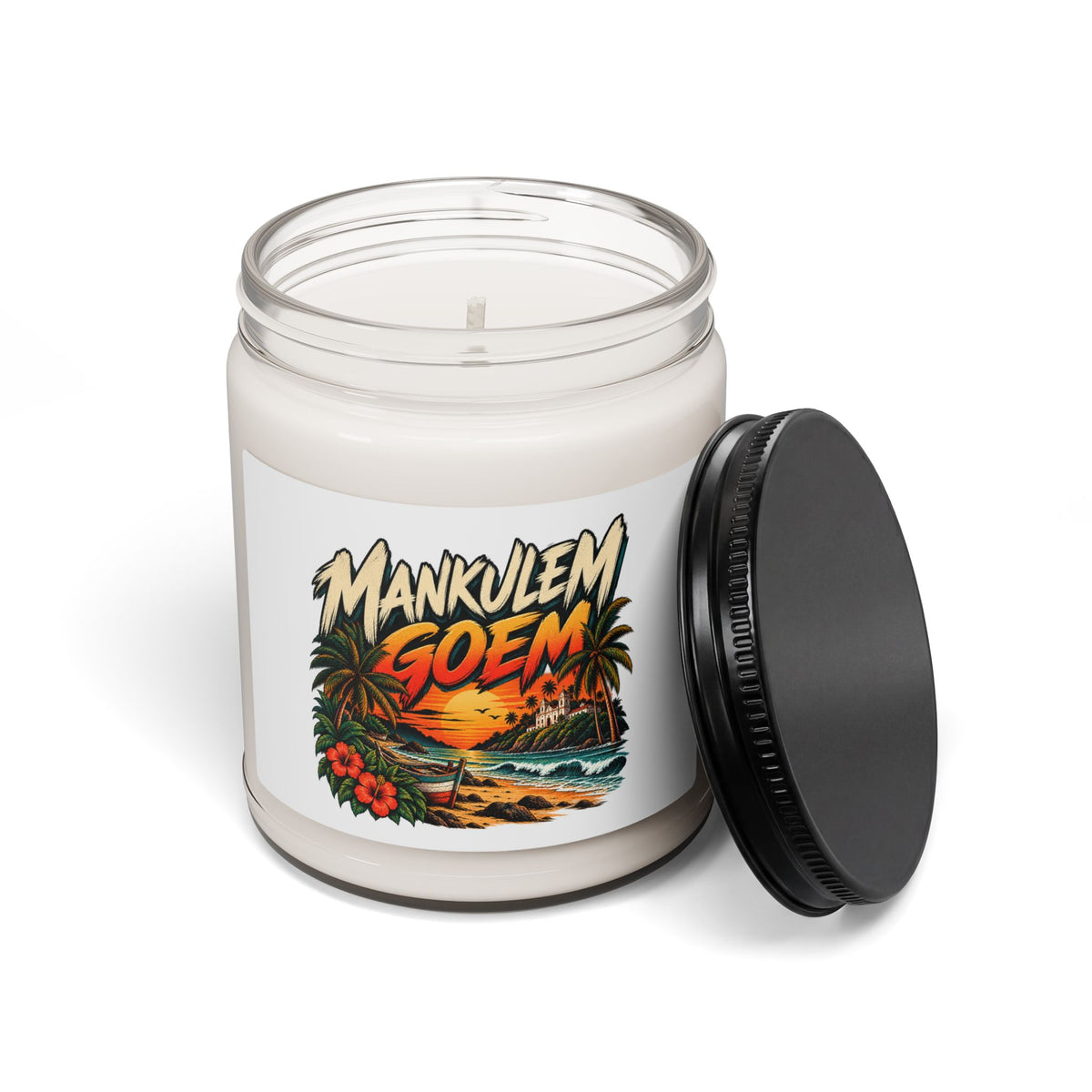 Tropical Sunset Soy Candle — "Mankolem Goem" Beach Vibe Scented Jar (9oz)
