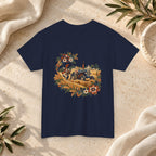 Vintage Folk Art Tractor & Drum Graphic T-Shirt