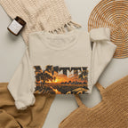 Crewneck Sweatshirt - Vintage Sunset Beach Graphic with 'AFT' Script