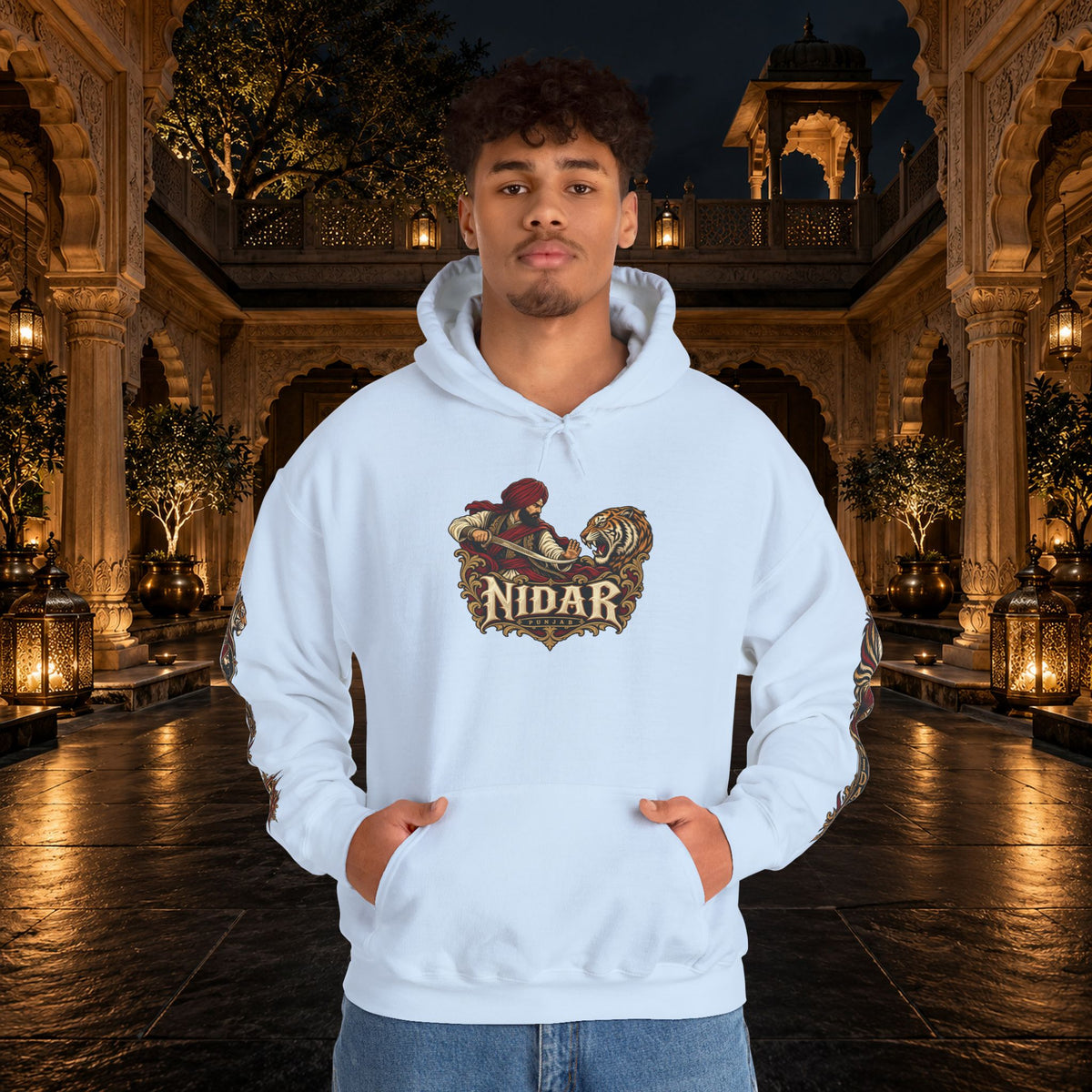 NIDAR Tiger and Bear Graphic Hoodie