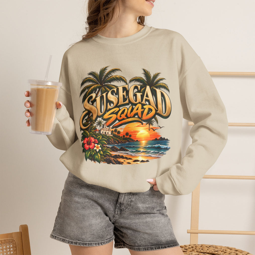 Susegad Squad Tropical Sunset Crewneck Sweatshirt