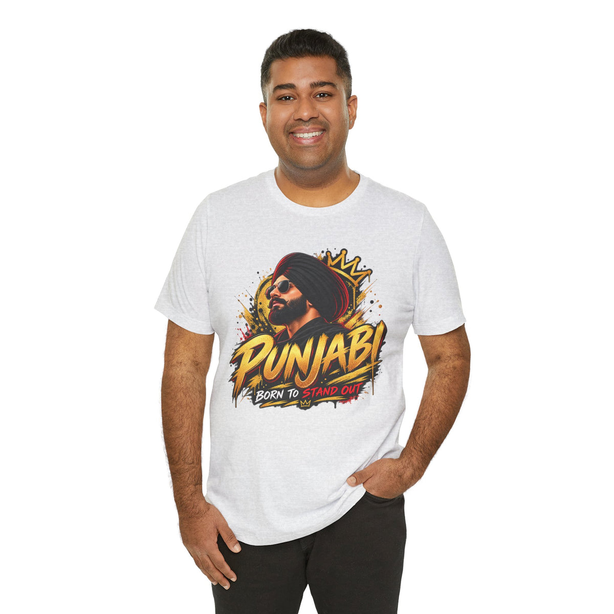 Punjabi Born to Stand Out Graphic T-Shirt | Turban Portrait Tee